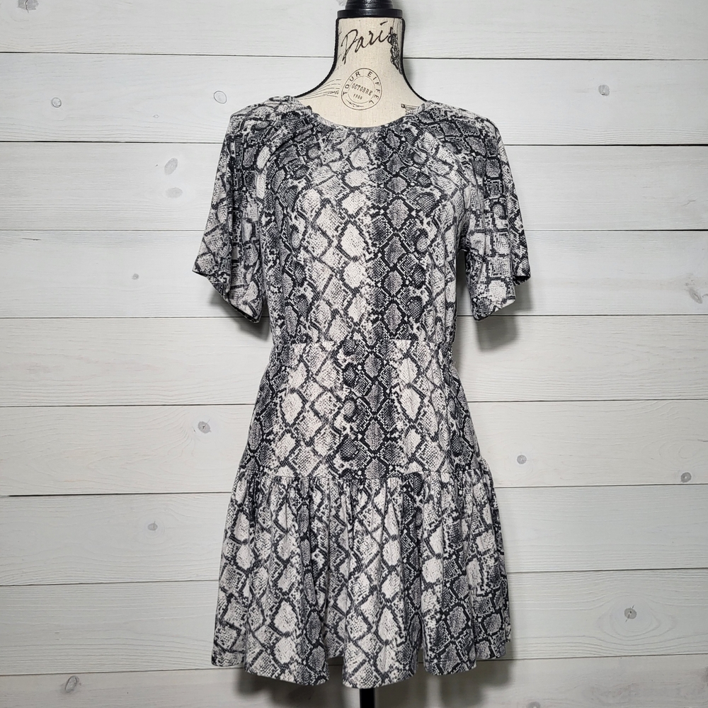 Snake Print Linen Dress Tiered Western Cowgirl Festival.